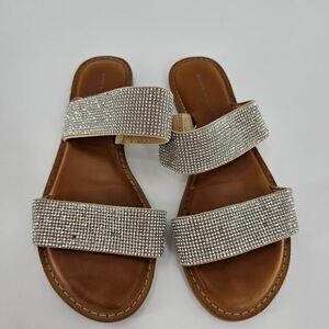 Rock candy sandals 7.5 briony rhinestone gem jewel straps slide on shoes